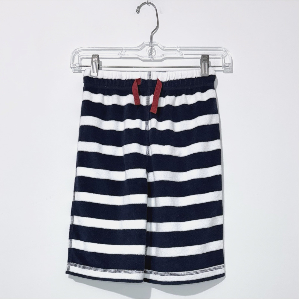 Hanna Andersson Boys Shorts 130 US 8 White Navy Striped Pockets Drawstring NWT